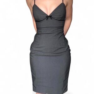 Express Grey-Black Spaghetti-Strap Midi Dress
